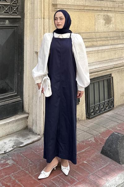 Gabardin Tesettür Jile Lacivert