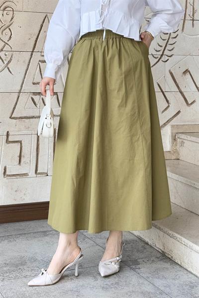 Kloş Tesettür Etek Haki