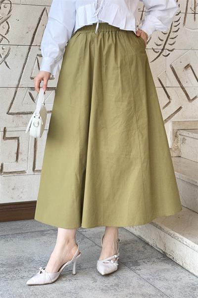 Kloş Tesettür Etek Haki