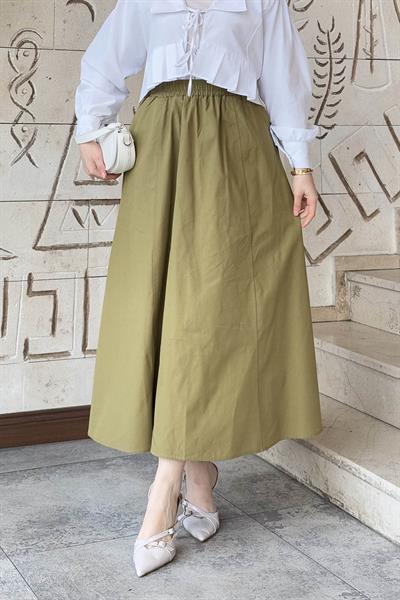 Kloş Tesettür Etek Haki