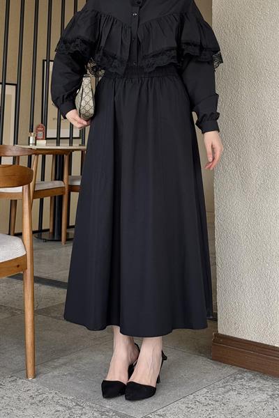 Kloş Tesettür Etek Siyah