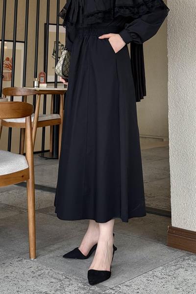 Kloş Tesettür Etek Siyah