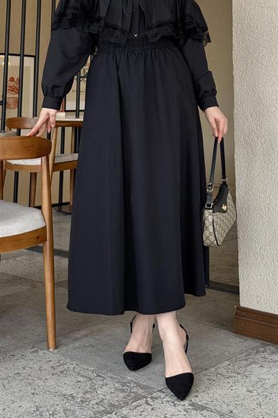 Kloş Tesettür Etek Siyah