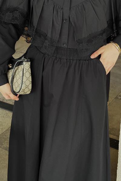 Kloş Tesettür Etek Siyah