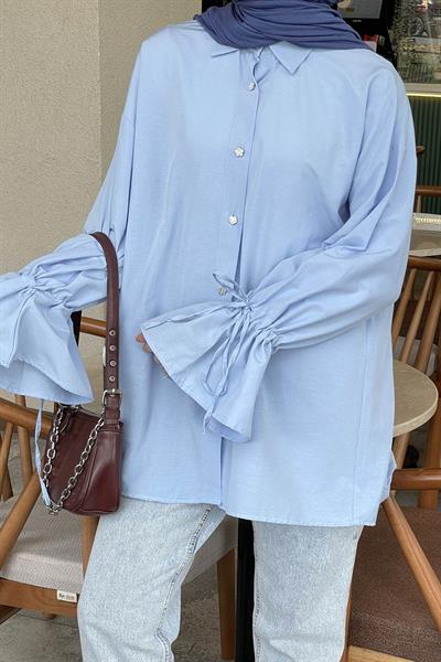 Kol Tünel İp Detaylı Gömlek Bebe Mavisi