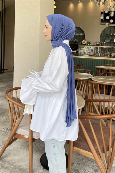 Kol Tünel İp Detaylı Gömlek Beyaz