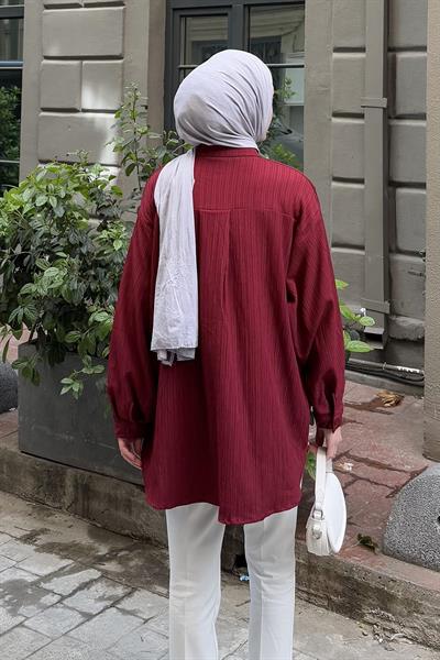Kraşlı Gömlek Bordo