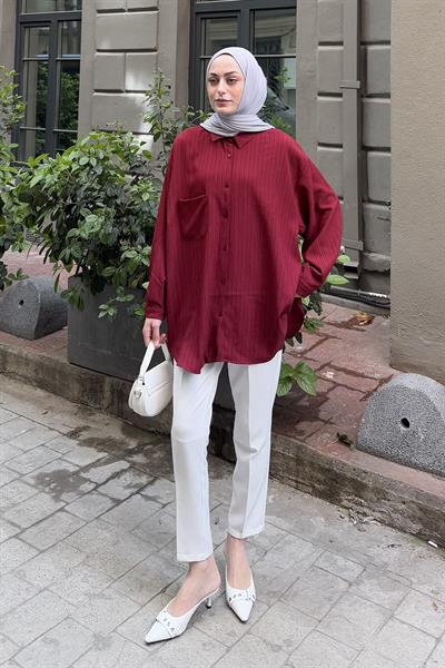 Kraşlı Gömlek Bordo