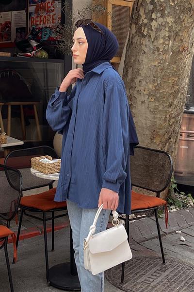 Kraşlı Gömlek İndigo