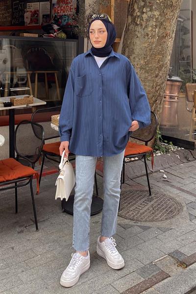 Kraşlı Gömlek İndigo