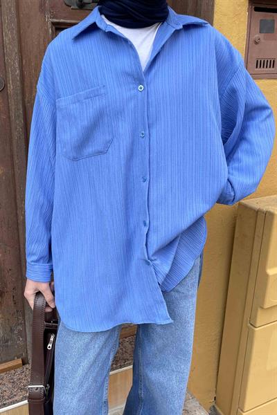 Kraşlı Gömlek Mavi