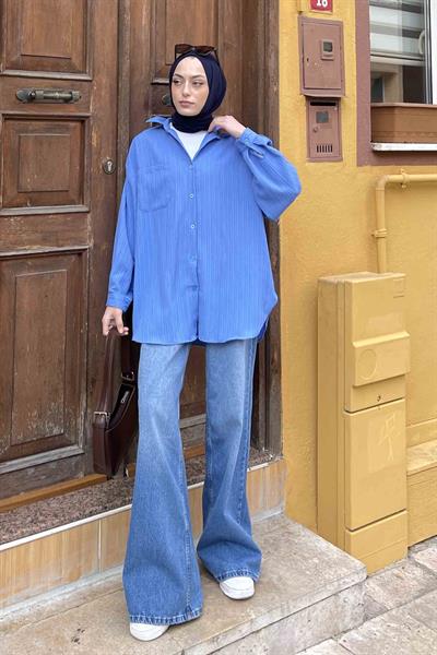 Kraşlı Gömlek Mavi