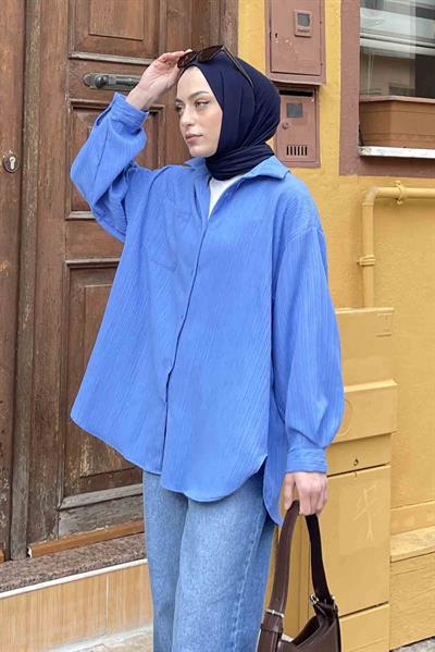 Kraşlı Gömlek Mavi