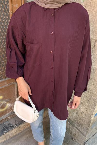 Kraşlı Gömlek Mürdüm