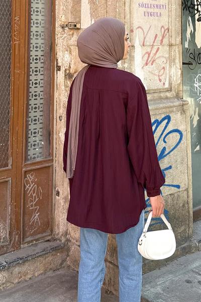 Kraşlı Gömlek Mürdüm