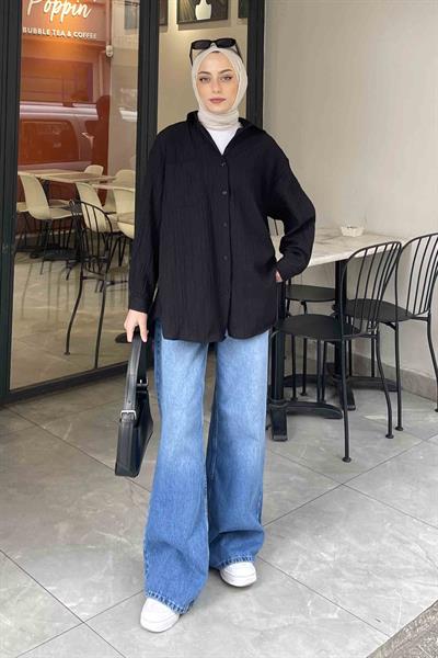 Kraşlı Gömlek Siyah