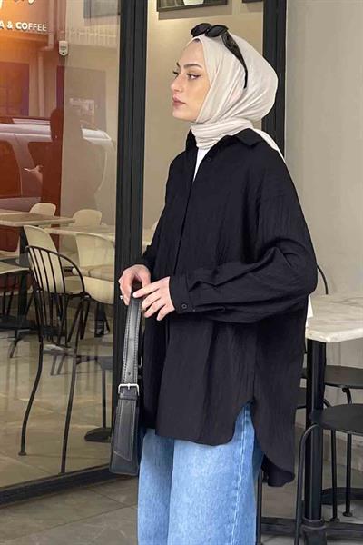 Kraşlı Gömlek Siyah