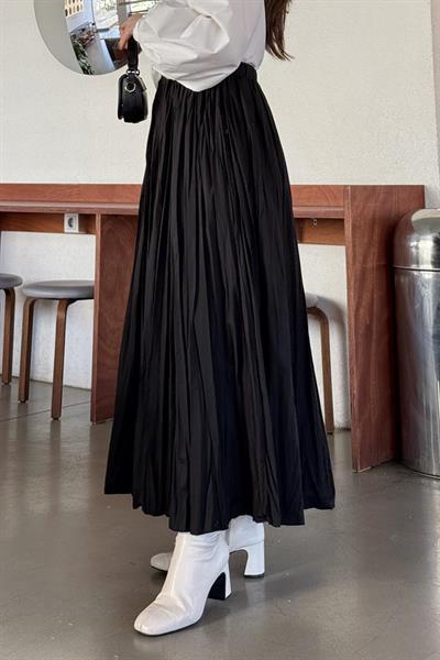 Kraşlı Tesettür Etek Siyah