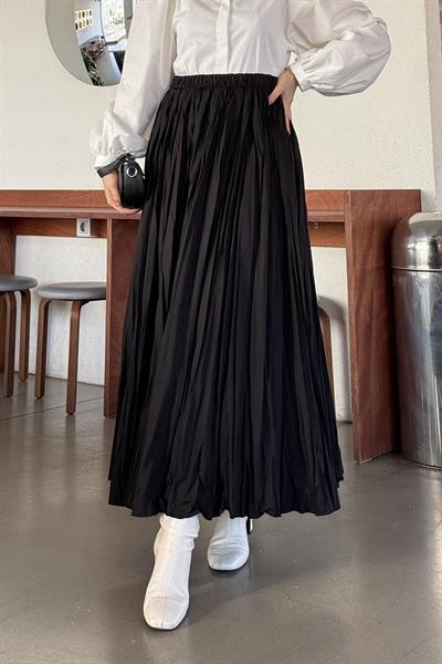 Kraşlı Tesettür Etek Siyah