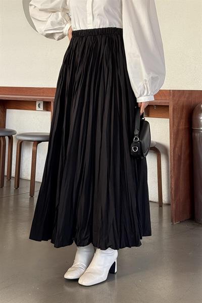 Kraşlı Tesettür Etek Siyah