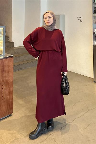 Kristal Etekli Takım Bordo