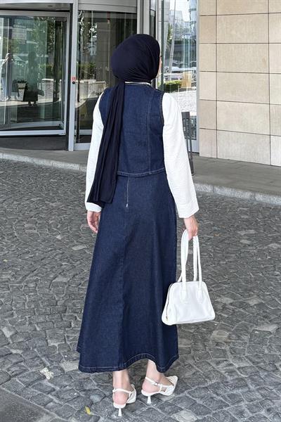 Kruvaz Kapama Kot Etekli Takım Kot Mavisi