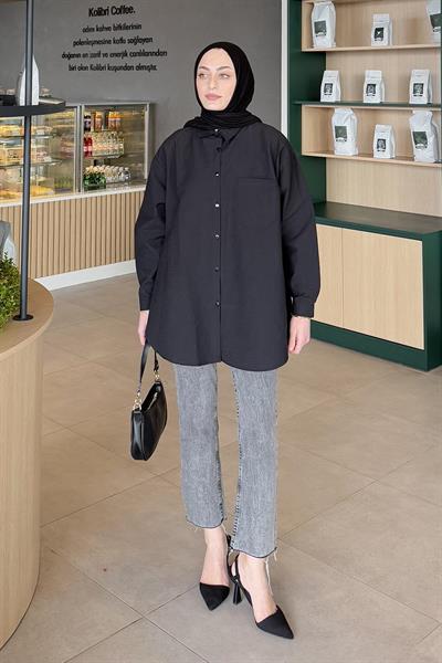 Lena Oversize Gömlek Siyah