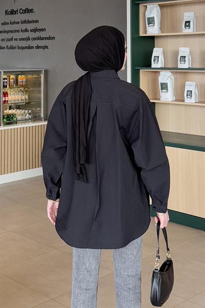 Lena Oversize Gömlek Siyah