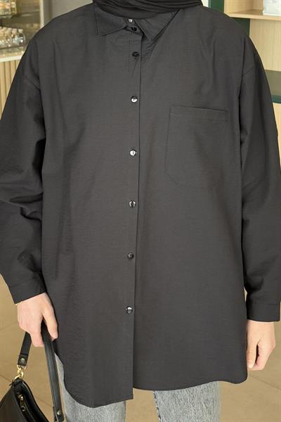 Lena Oversize Gömlek Siyah
