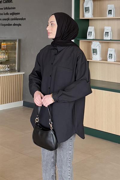 Lena Oversize Gömlek Siyah