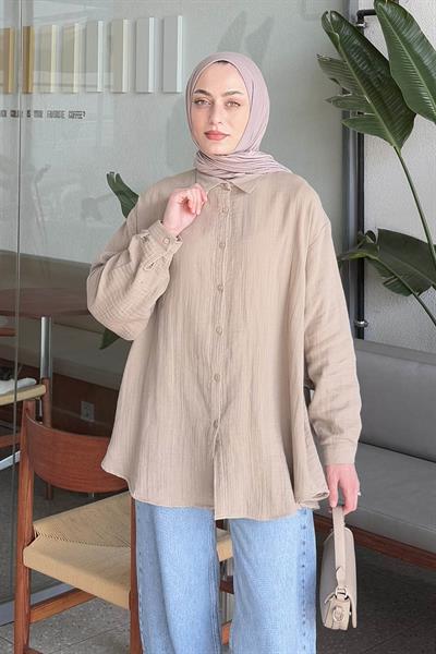 Müslin Tesettür Gömlek Kum Beji