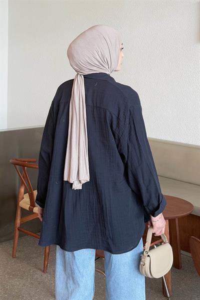 Müslin Tesettür Gömlek Lacivert