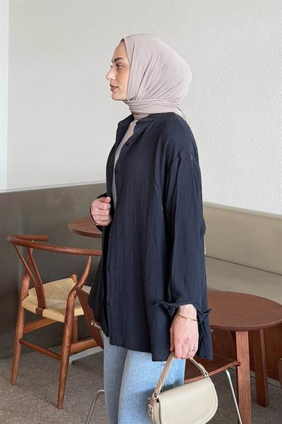 Müslin Tesettür Gömlek Lacivert
