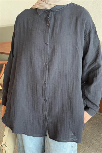 Müslin Tesettür Gömlek Lacivert