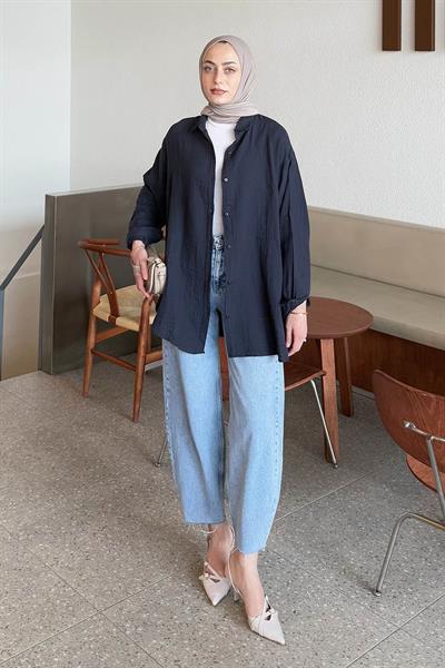 Müslin Tesettür Gömlek Lacivert
