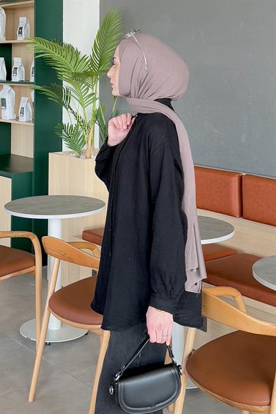 Müslin Tesettür Gömlek Siyah