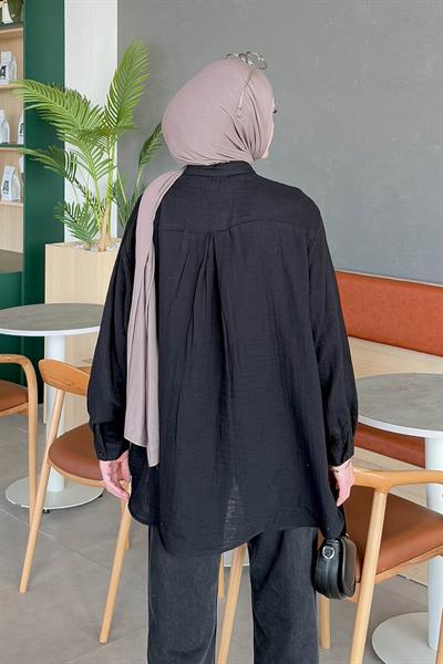 Müslin Tesettür Gömlek Siyah