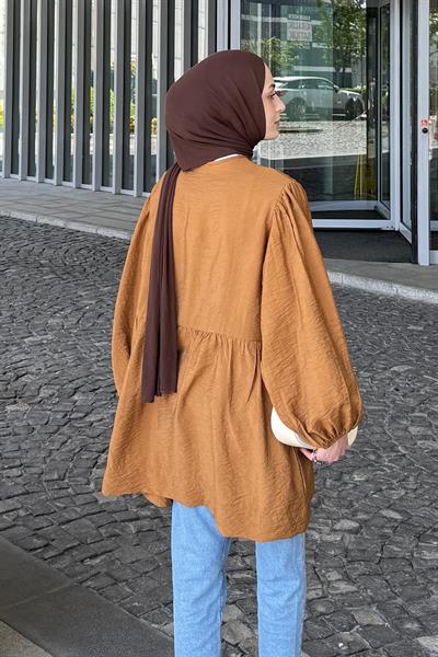 Ön Bağlamalı İki Parça Ceket Acı Kahverengi