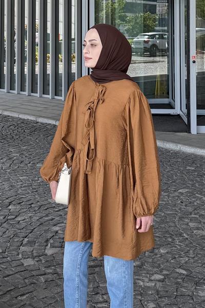 Ön Bağlamalı İki Parça Ceket Acı Kahverengi