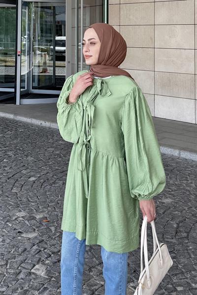Ön Bağlamalı İki Parça Ceket Çağla Yeşili