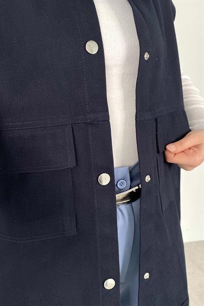 Önü Çıtçıt Düğmeli Yelek Lacivert