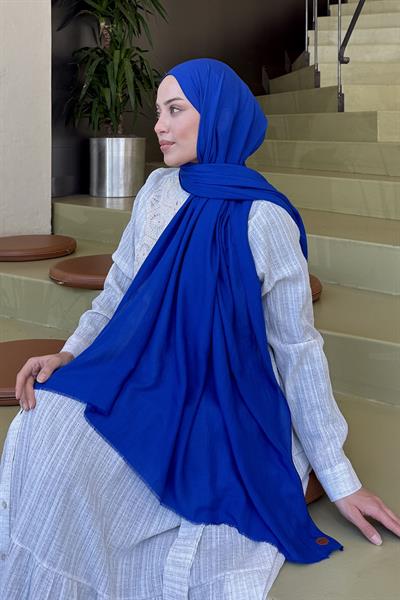 Organic Premium Şal Saks Mavisi