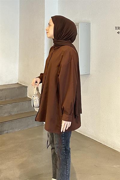 Oversize Gömlek Acı Kahverengi