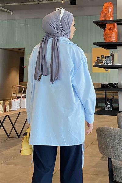 Oversize Gömlek Bebe Mavisi