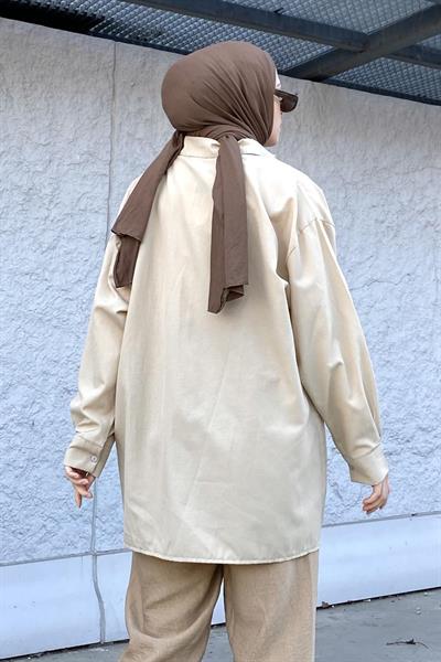 Oversize Gömlek Bej