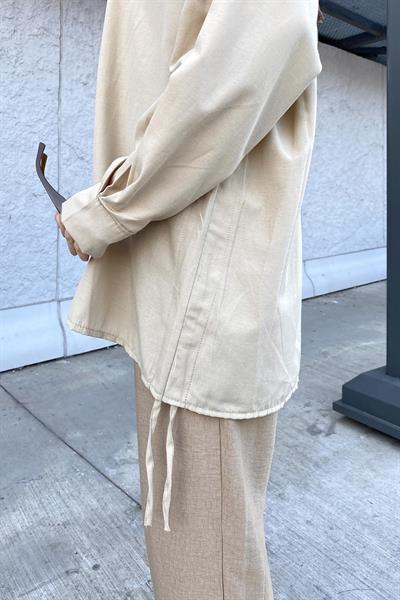 Oversize Gömlek Bej