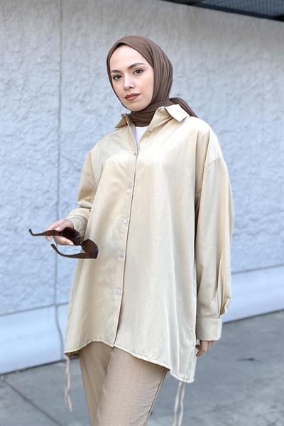 Oversize Gömlek Bej
