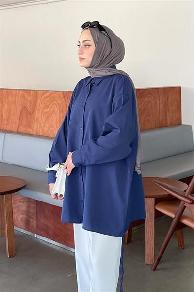 Oversize Gömlek Lacivert