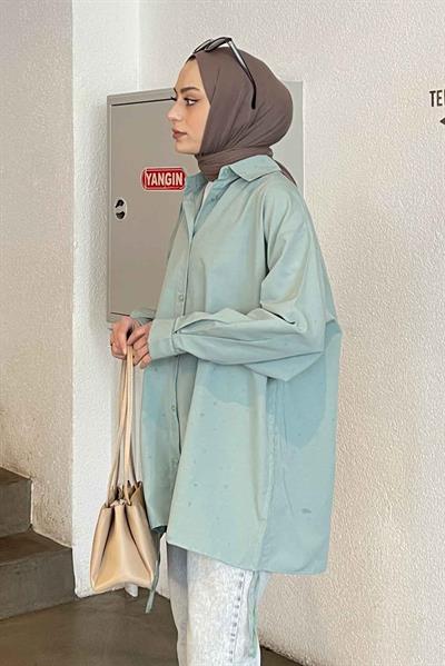 Oversize Gömlek Mint Yeşili