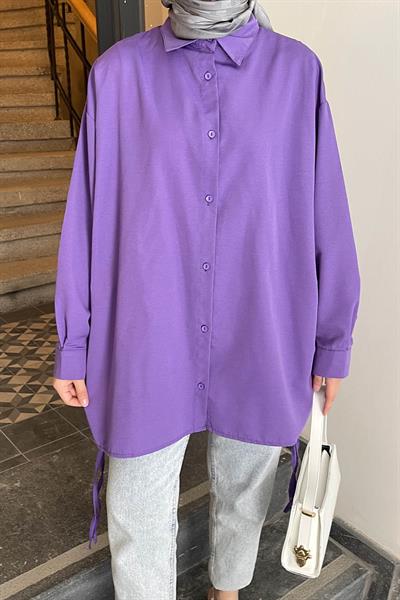 Oversize Gömlek Mor